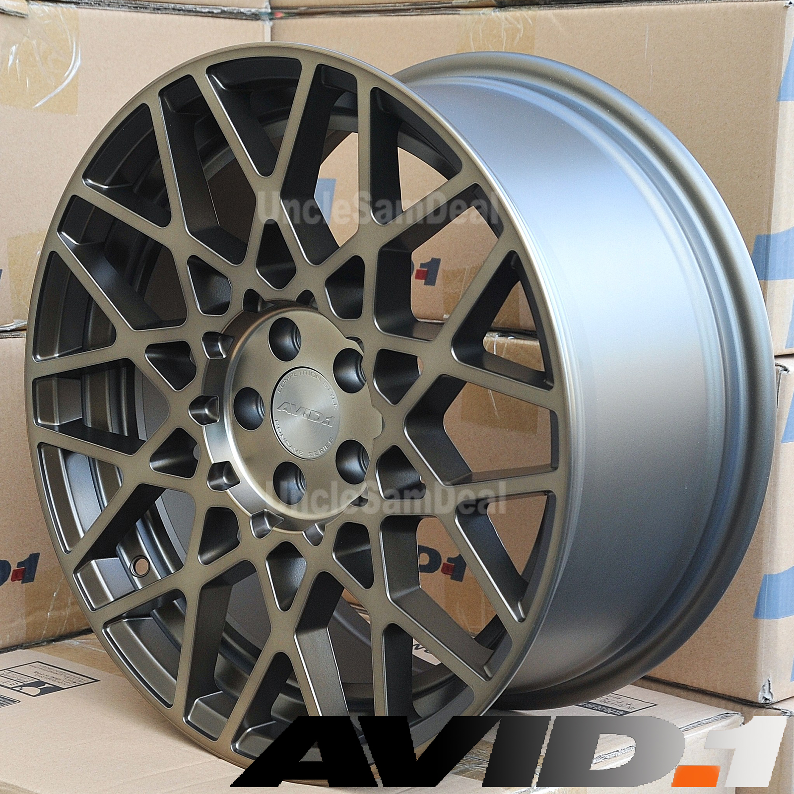 18" 18x8.5 5x100 +35 OFFSET AVID.1 AV36 MATTE BRONZE MESH TUNER WHEELS